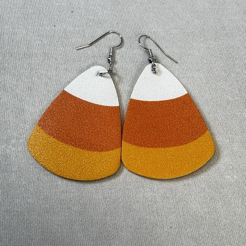 candy corn halloween faux leather earrings multi color party‎ celebration